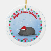 Le premier Noël de bébé - Ornement hippopotame en