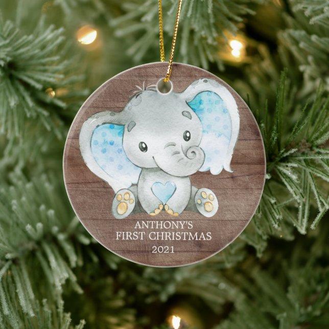 Le premier ornement de Noël du bébé éléphant doux (Arbre)