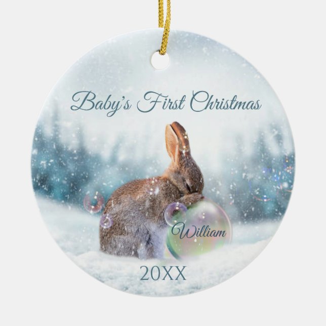 Le premier ornement de Noël du bébé lapin (Devant)