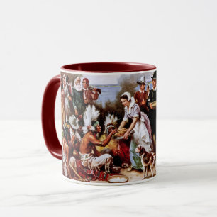 Le premier thanksgiving 1621. Tasses de cadeau de