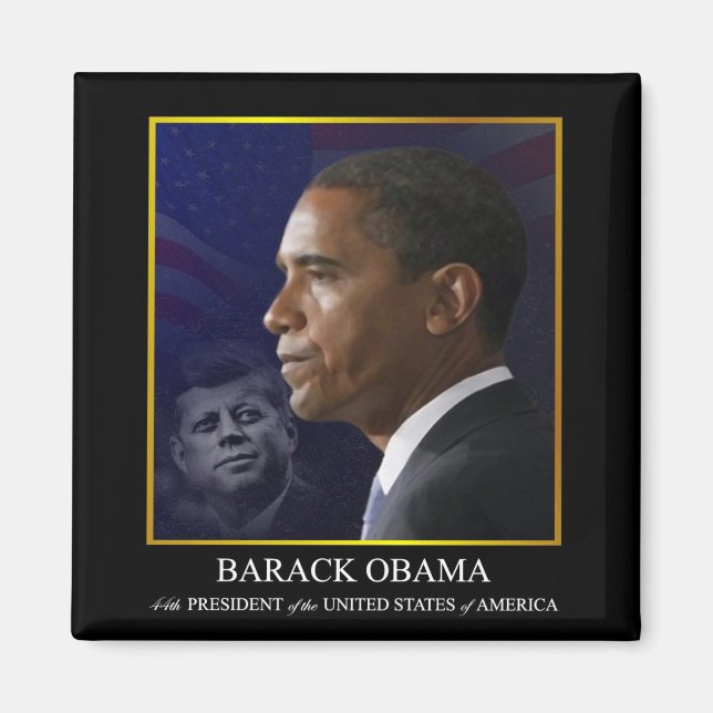 Le président Barack Obama avec JFK - Magnet (Devant)