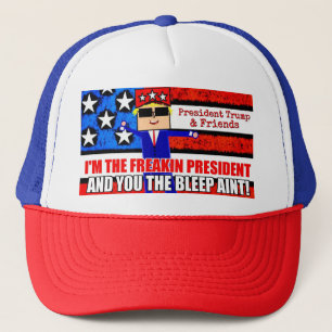 Le Président Trump et casquette de bande dessinée