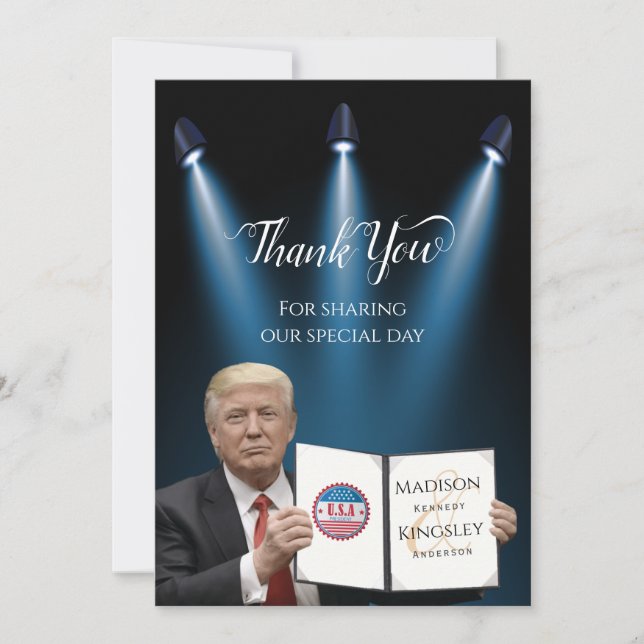 Le président Trump grand Mariage Carte de remercie (Devant)