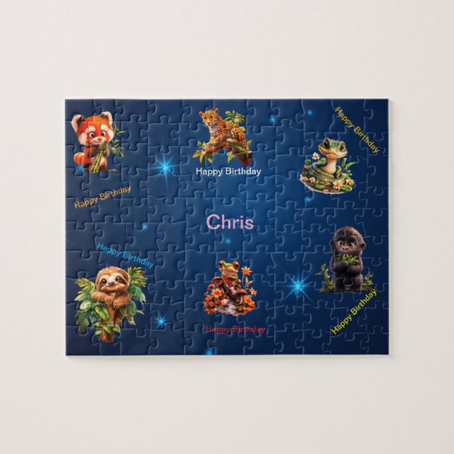 Le puzzle à thème Jungle peut être personnalisé (Horizontal)
