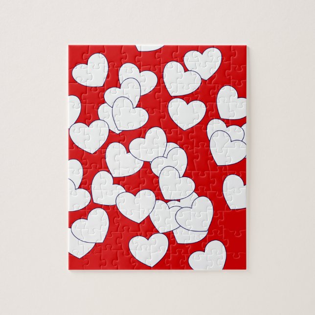 Le Puzzle "Amour", Coeurs Rouge Et Blanc (Vertical)