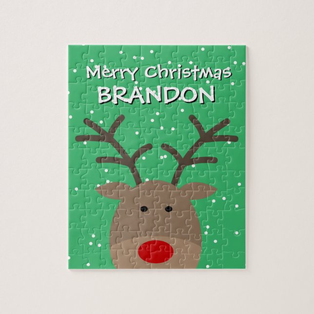 Le puzzle de Noël de l'enfant avec de mignons renn (Vertical)