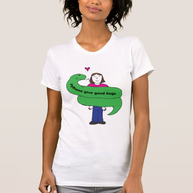 Le python étreint le T-shirt de la femme (Devant)