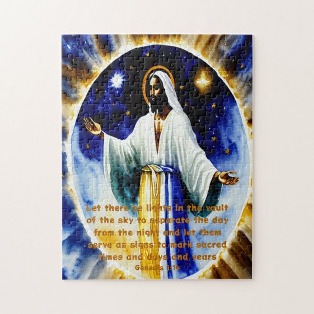 Le quatrième jour Black Christian Art Puzzle (Vertical)