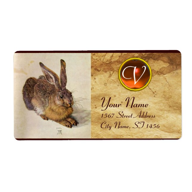 LE RABBIT ( Jeune Lièvre ) Monogramme Agate orange (Devant)