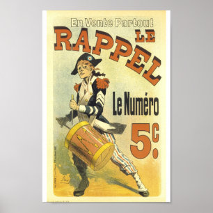 Le Rappel Drumming Soldier Vintage French Ad Poster