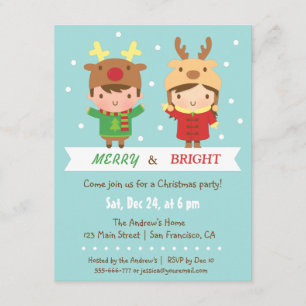 Le renne mignon badine des invitations de fête de