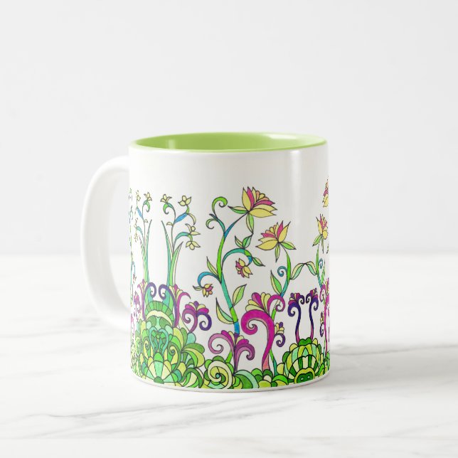 Le ressort coloré fleurit la tasse par Leslie (Devant gauche)
