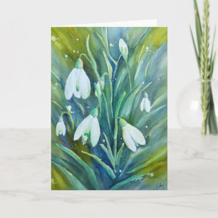 Le ressort d'aquarelle fleurit la carte de voeux