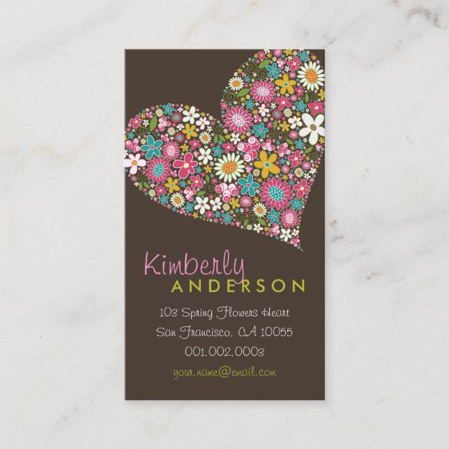Le ressort fleurit la carte de profil de coeur (Devant)
