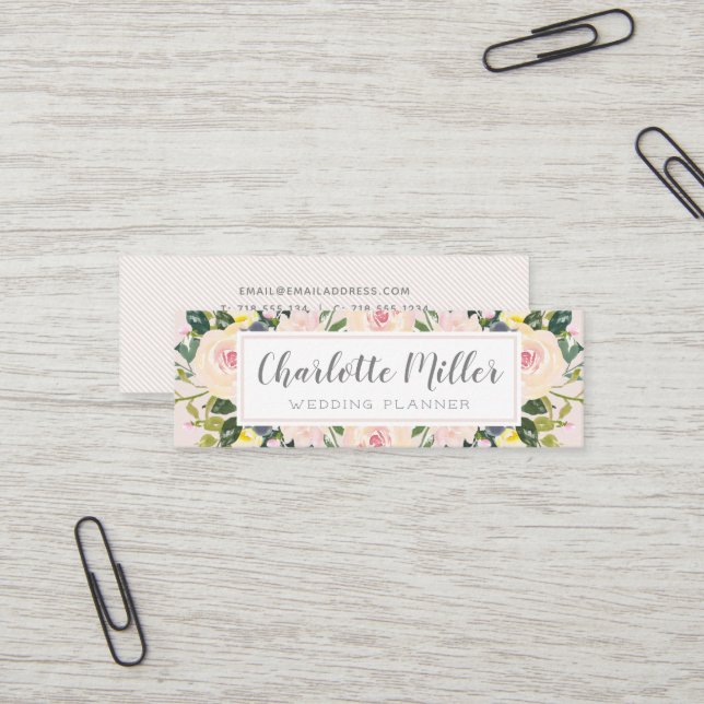 Le ressort floral rougissent carte de visite (Devant/Arrière en situation)