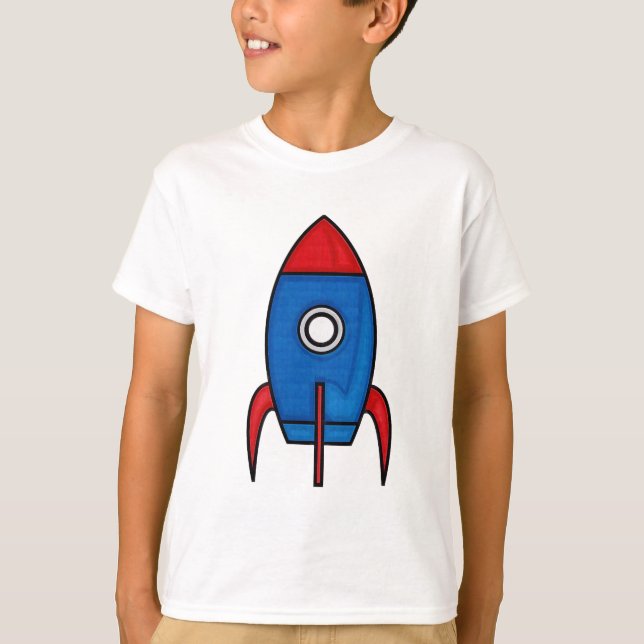 Le rétro espace Rocket badine le T-shirt (Devant)