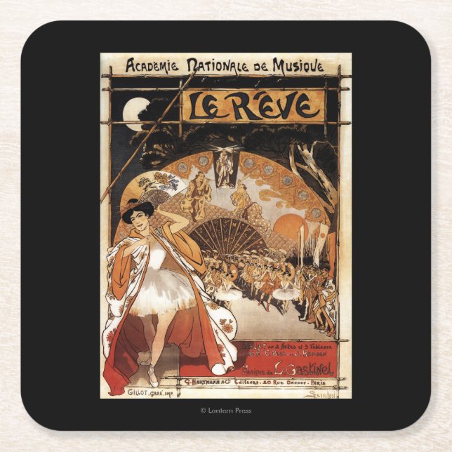 Le Reve Ballet Performance Opera House Square Paper Coaster (Front)