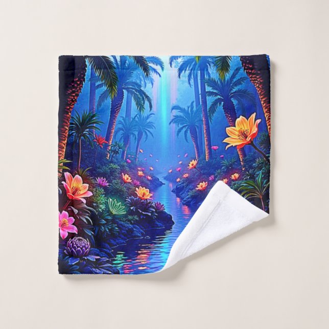 Le rêve enchanté de la forêt de la rivière Vibrant (Gant de toilette)