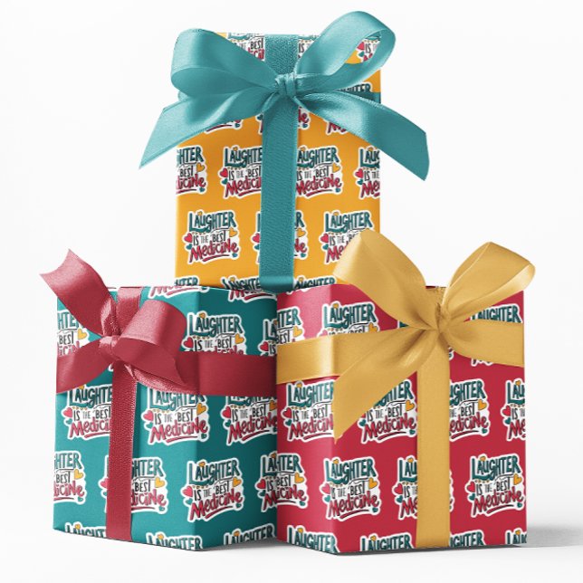 Le Rire Est La Meilleure Feuille D'Emballage Médic (Cheer someone up with these, "Laughter is the best medicine" wrapping paper sheets! )