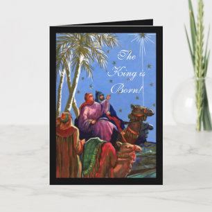 Le roi est né Carte de Noël chrétienne avec verse