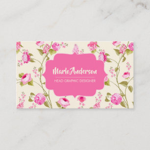 Le rose élégant fleurit le carte de visite