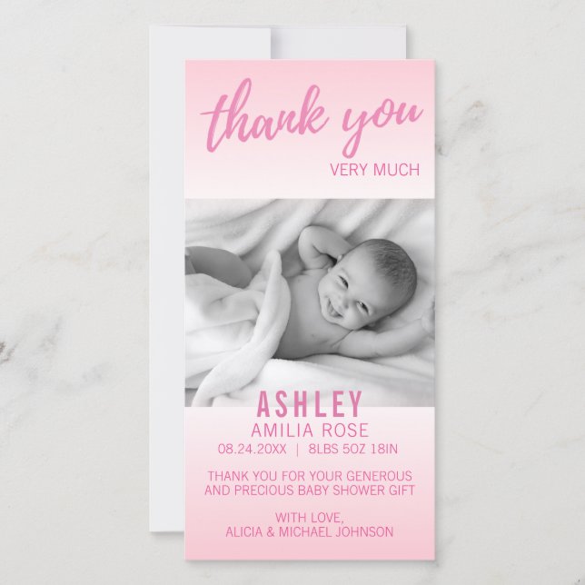Le rose moderne | de fille de baby shower de Merci (Devant)