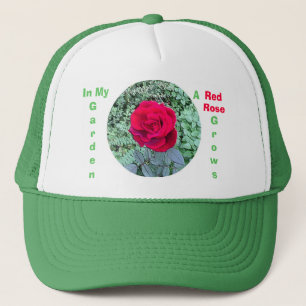 Le rose rouge se développe dans mon casquette de