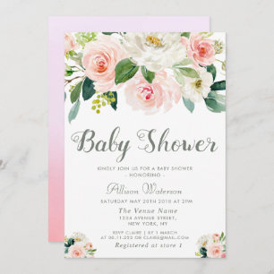 le rose rougissent invitation florale de baby