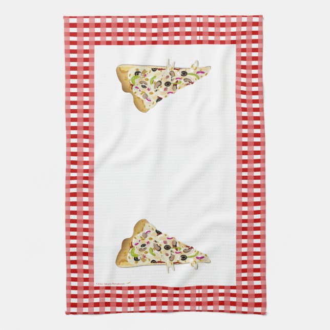 Le rouge de tranche de pizza vérifie la serviette (Vertical)