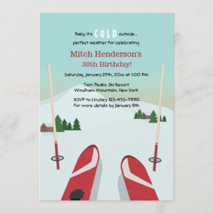 Le rouge skie invitation
