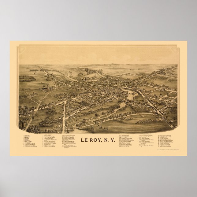 Le Roy, NY Panoramic Map - 1892 Poster (Front)