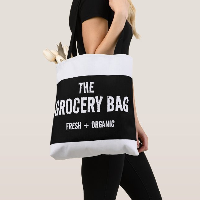 Le Sac fourre-tout noir et blanc de l'épicerie (De près)