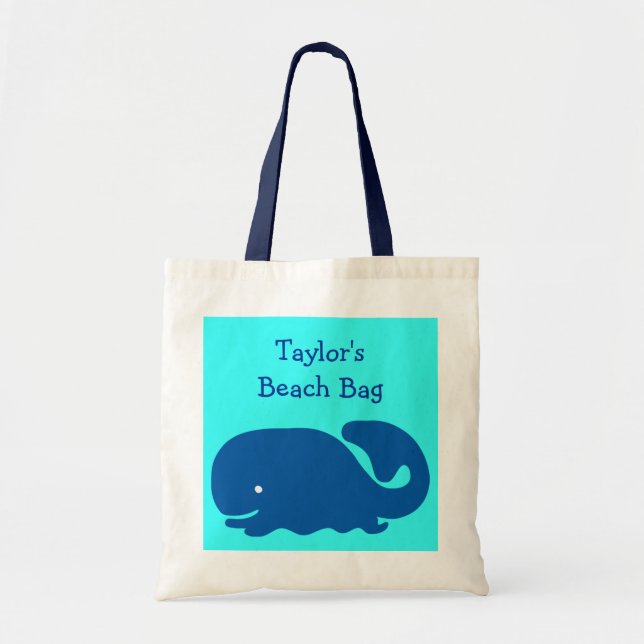 Le sac heureux mignon de plage de baleine bleue (Devant)