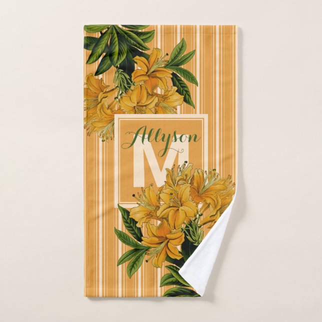 Le safran des indes à la mode de monogramme barre (Serviette à main)