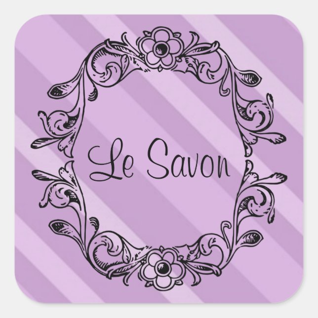 Le Savon Lavender Striped Square Stickers/Labels Sticker (Front)