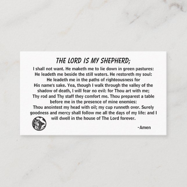 Le Seigneur est mon berger PSALM 23 Carte de visit (Devant)