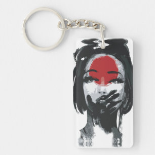 Le Silence de Geisha : Art à l'encre rouge et noir