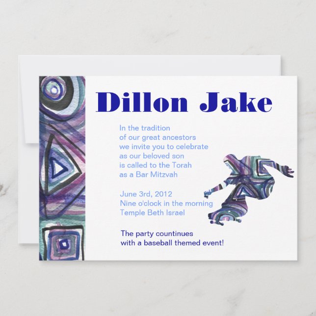 LE SKATEBOARDER Invitation Bar Mitzvah Juif (Devant)