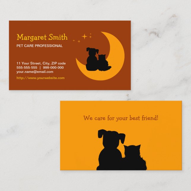 Le soin des animaux familiers choie le carte de (Devant / Derrière)