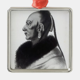 Le Soldat du Chene, an Osage Chief Metal Ornament