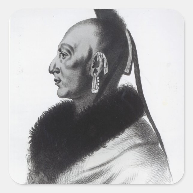 Le Soldat du Chene, an Osage Chief Square Sticker (Front)