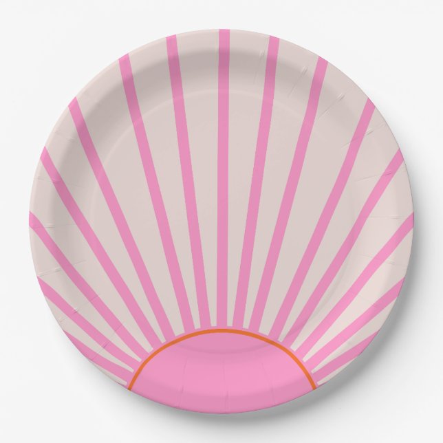Le Soleil 01 Sun Pink Sunshine Paper Plate (Front)