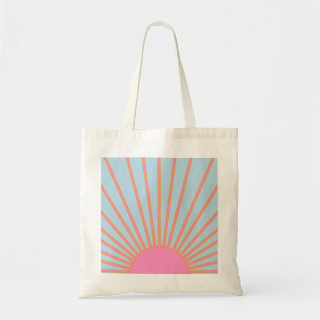 Le Soleil 02 Retro Sun Pink And Blue Sunshine Tote Bag (Front)
