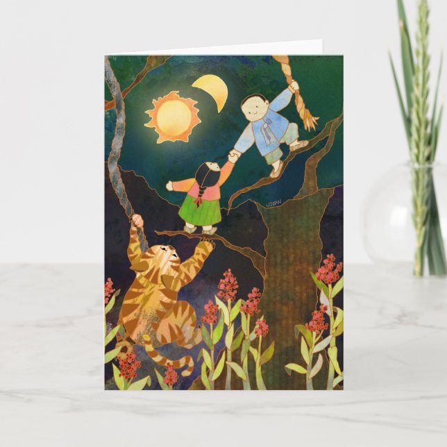 Le Soleil et la Lune : Carte de conte populaire co (Devant)