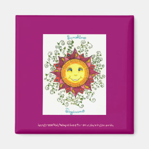 Le soleil rêvasse - 2" aimant carré (le fuschia)