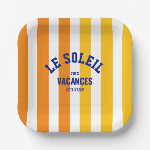 Le Soleil Vacances Côte d'Azur Cabana Stripe Paper Plate