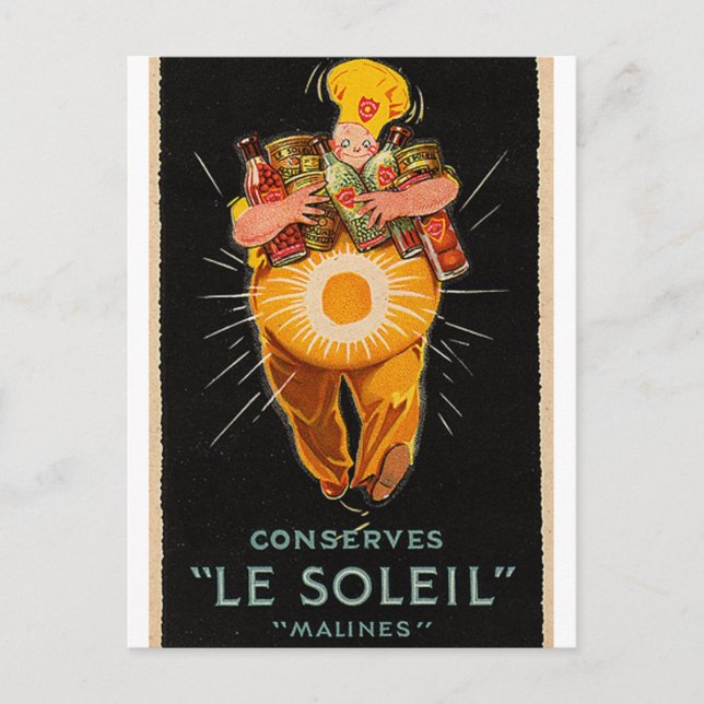 "Le Soleil" Vintage Chef Postcard (Front)