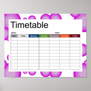 Le style années 70 Violet Poster Timetable
