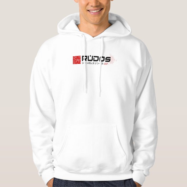 Le sweat - shirt à capuche blanc de RUDOS "nous (Devant)