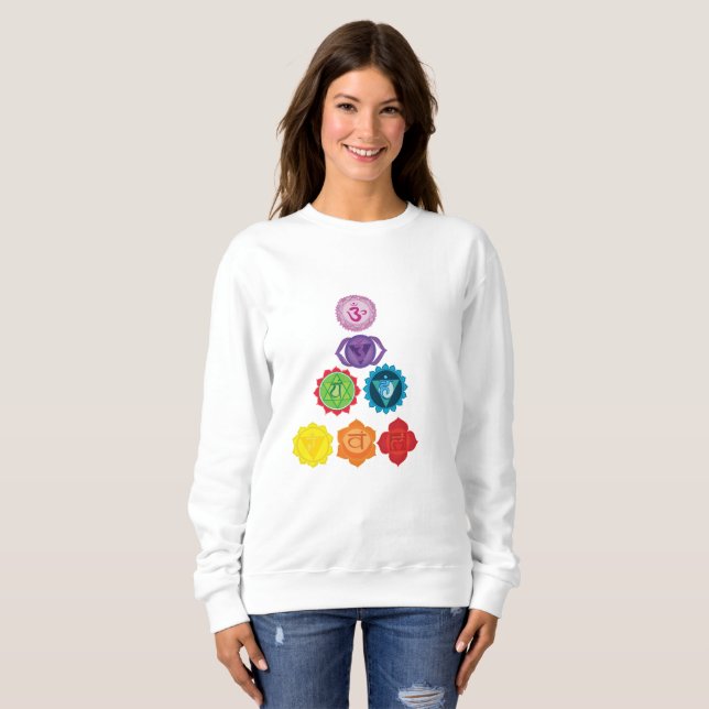 Le sweatshirt de base de sept de Chakra femmes de (Devant entier)